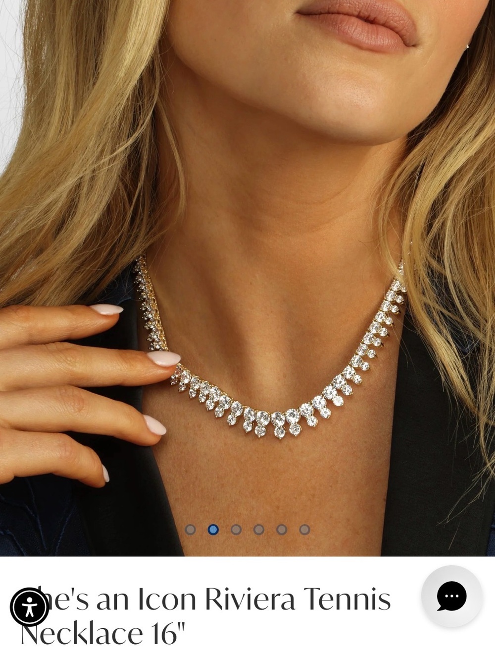 Melinda Maria Gold and Clear Crystal Teardrop Necklace 18” - Picture 6 of 6